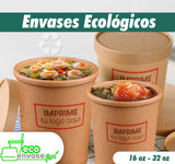 Envase bowl 32 onzas biodegradable kraft (Pack x 100 unidades)